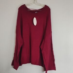 BOUTIQUE Plus Size Women's Red Sweater Cable Knit Cutout Sleeve Sweater Size 5X